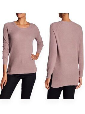 Madewell Alpaca Blend Waffle Textured Knit Pullover High Low Hem Sweater Top L